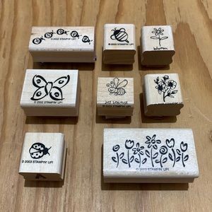 Flower and insect stamps.  Lot of 8.  Butterflies.  Bees.  Ladybugs